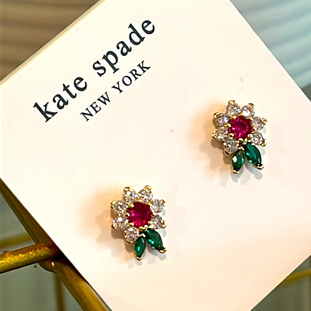 kate spade Red and Green Floral Earrings - Picture 3 of 3